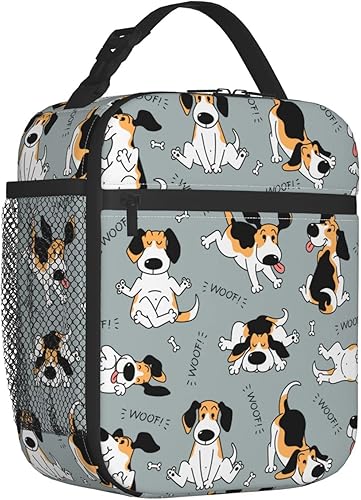 Divertida lonchera para perros con bolsillo lateral, bolsa de almuerzo portátil para mujeres y hombres, bolsa de almuerzo aislada, organizador de