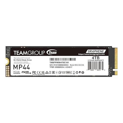 TEAMGROUP MP44 4TB SLC Cache Gen4x4 M.2 2280 PCIe 4.0 with NVMe Laptop, Desktop SSD Solid State Drive R/W Speed up to 7000/6000MB/s TM8FPW004T0C101