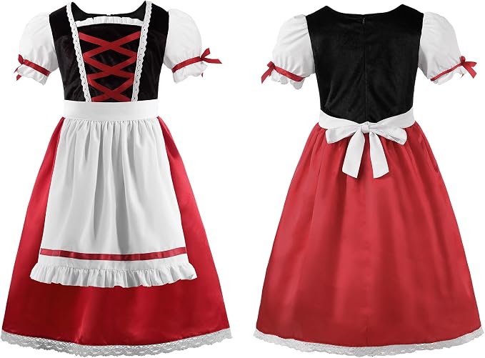 Disfraz de niña ReliParty con capa, delantal y bolso miniatura 3