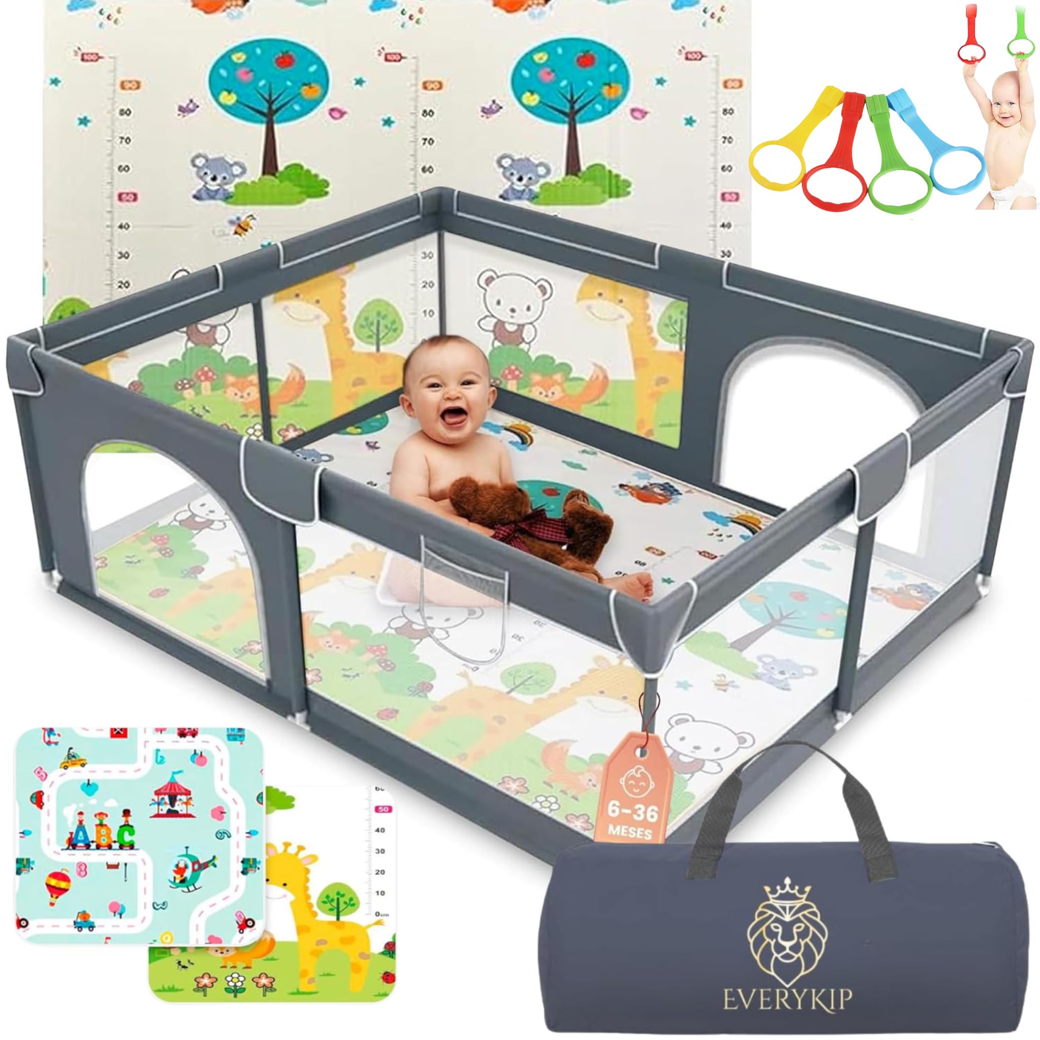 Tapis De Parc DJEDJEO Parc Bebe Pliable, 125x125cm Parc Bebe Avec