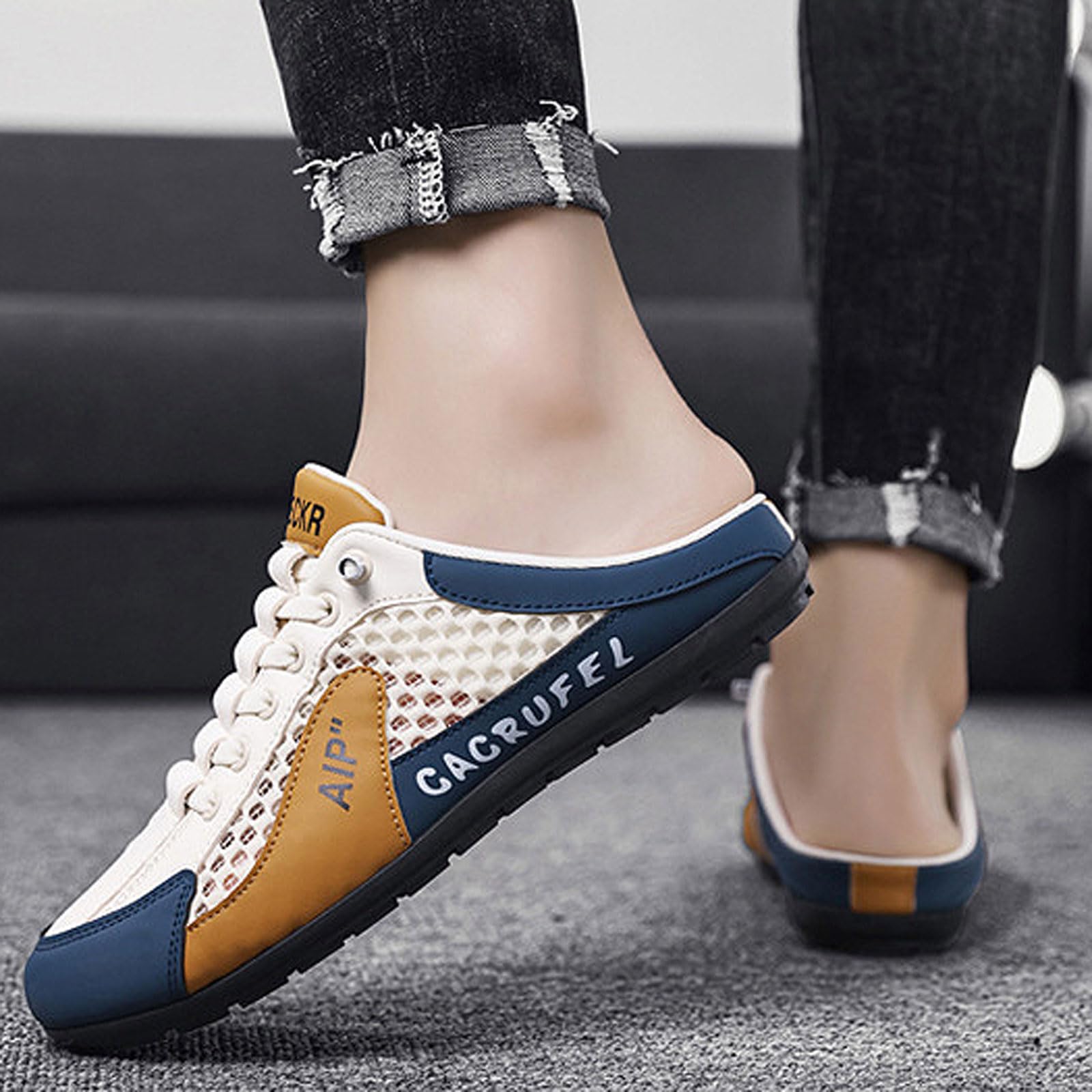 Sommer Slipper offener Rücken,Herren Mule Sneakers,Halboffene Schuhe Herren,Mesh,Bequeme,Weichen,Leichtgewichts,Atmungsaktiv,VerschleißFest,Geeignet Wandern und Campen