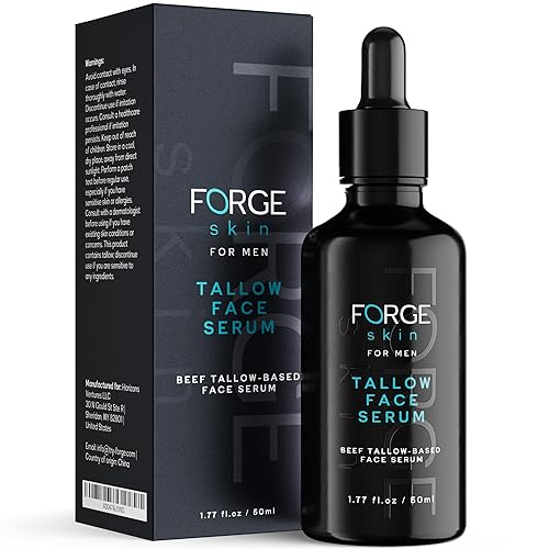 FORGE SKIN Night Beef Tallow Serum para hombres a base de tallow - Esencia facial para arrugas faciales con aceites esenciales - Té verde natural