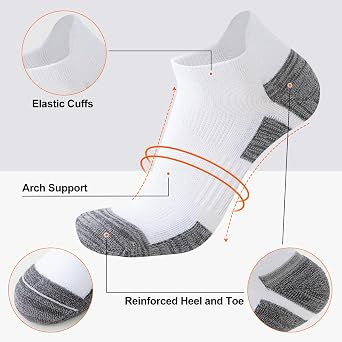 SockWaddles Trainer Socks for Men, 6/10 Pairs Cushioned Cotton Ankle Socks | Breathable Mesh, Anti-Blister, Moisture-Wicking, and Quick-Drying; With Arch Support for Running, Walking, Hiking and Cycling