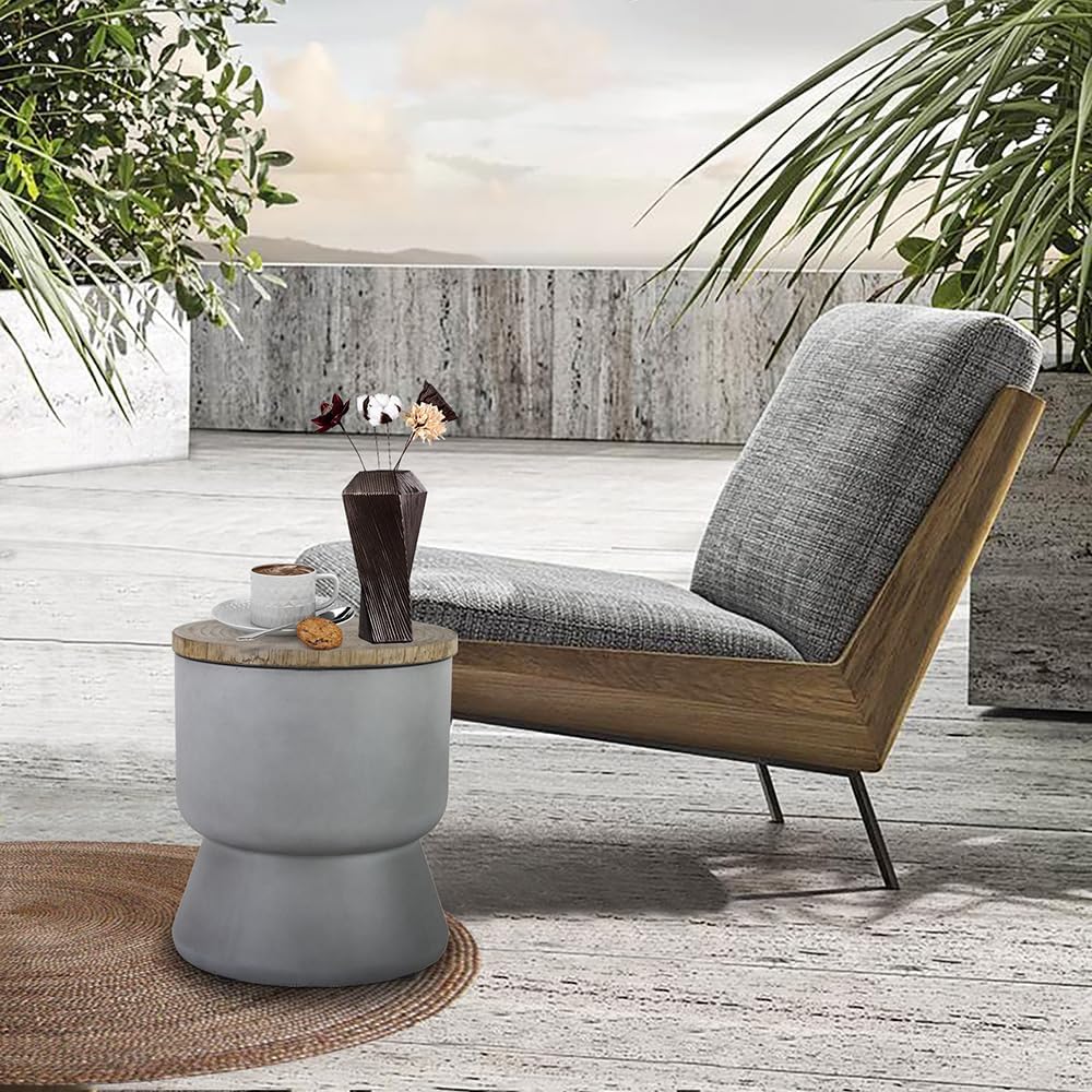Afterglow Outdoor Cooler Side Table, Patio Bar Table w Ice Bucket, Perfect for Beer Wine Storage,Patio Decor, Deck Pool Backyard Party