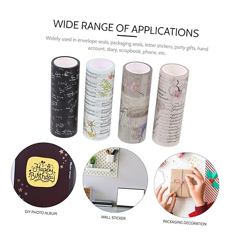 Miniatura 6 de BESTOYARD 28 rollos de material de collage de bolsillo, cintas de enmascaramiento antiguas, cinta adhesiva de flores, cinta washi antigua, cinta