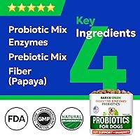 Vista 3 de BARK&SPARK Probióticos para perros Salud digestiva con enzimas – Tratamiento de gases para la diarrea alivio del estómago – Alergia y picazón