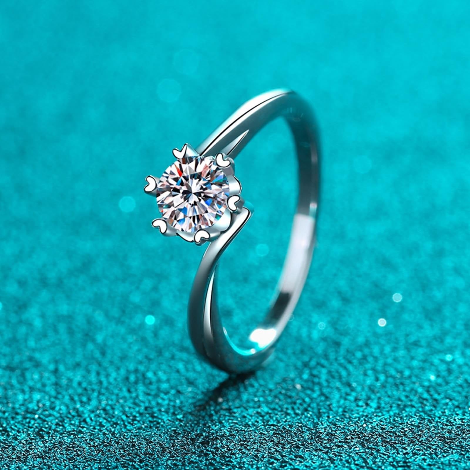 Silber Ringe 925 Frauen, Hochzeitsringe Schneeflocke Moissanit Geschenkring für Freundin