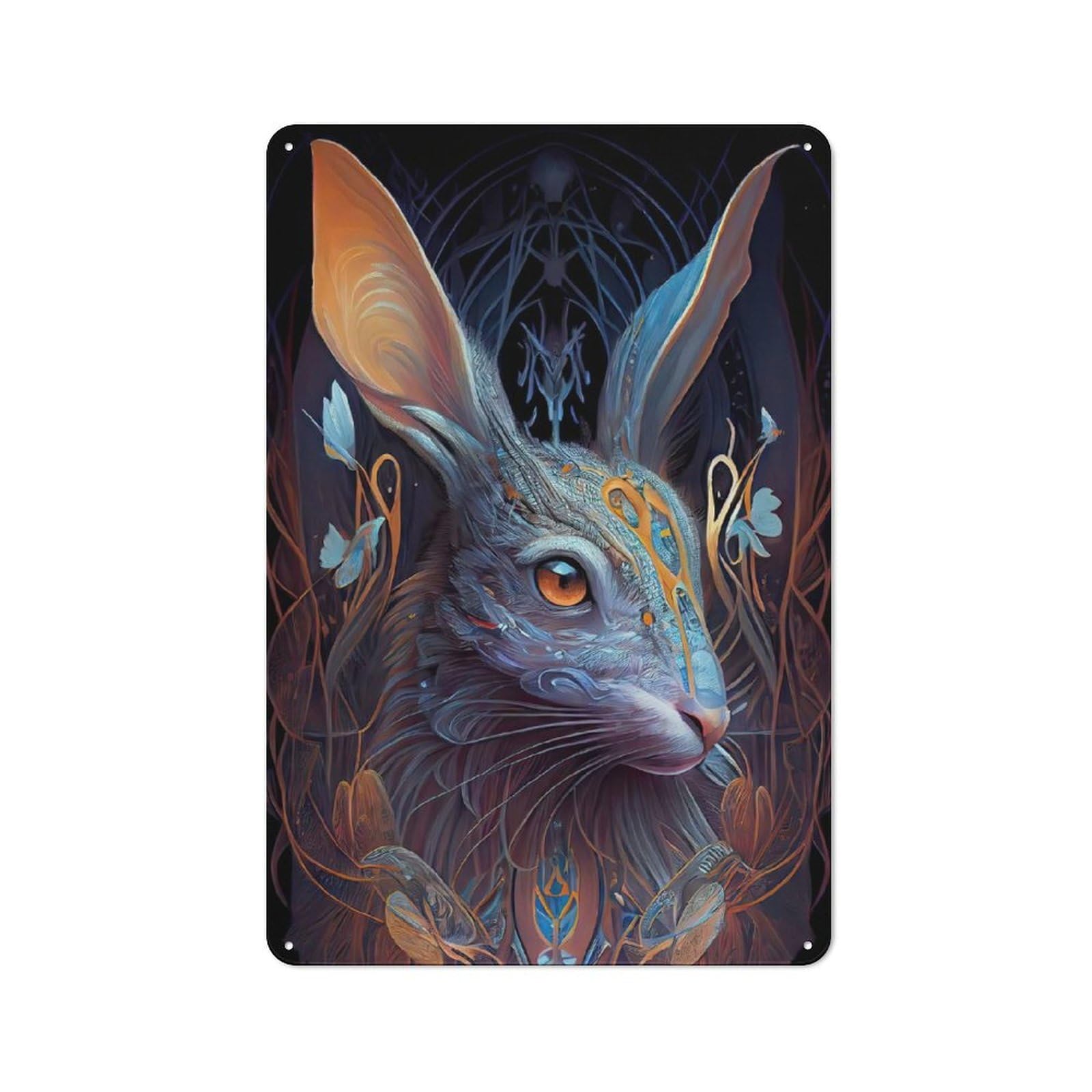 Junmoney Beautiful Colorful Rabbit Tin Wall Plaque 30X20cm With For Home Office Or Studio, A New Home Present For Creative Workspace Decorators