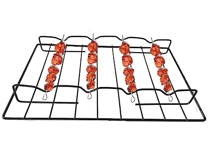 HOTBERG Hot Berg Small Electric tandoor Grill Stand (Jali) Size 21.5X21.5 cm with 4 Stainless Steel Skewers