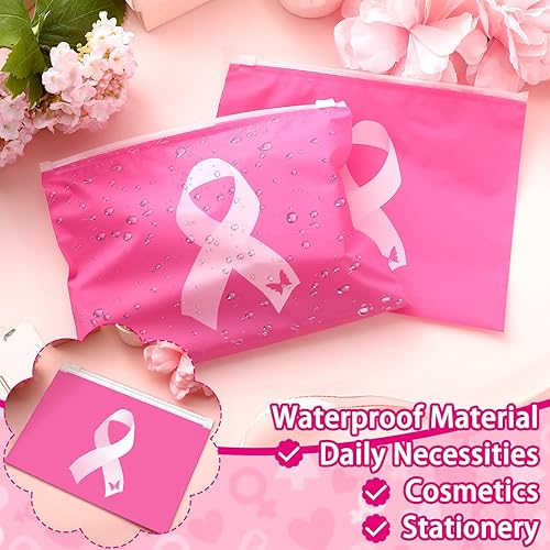 Miniatura 3 de 100 bolsas de maquillaje para concientización sobre el cáncer de mama, bolsas de cosméticos a granel, bolsas de cosméticos para sobrevivientes de