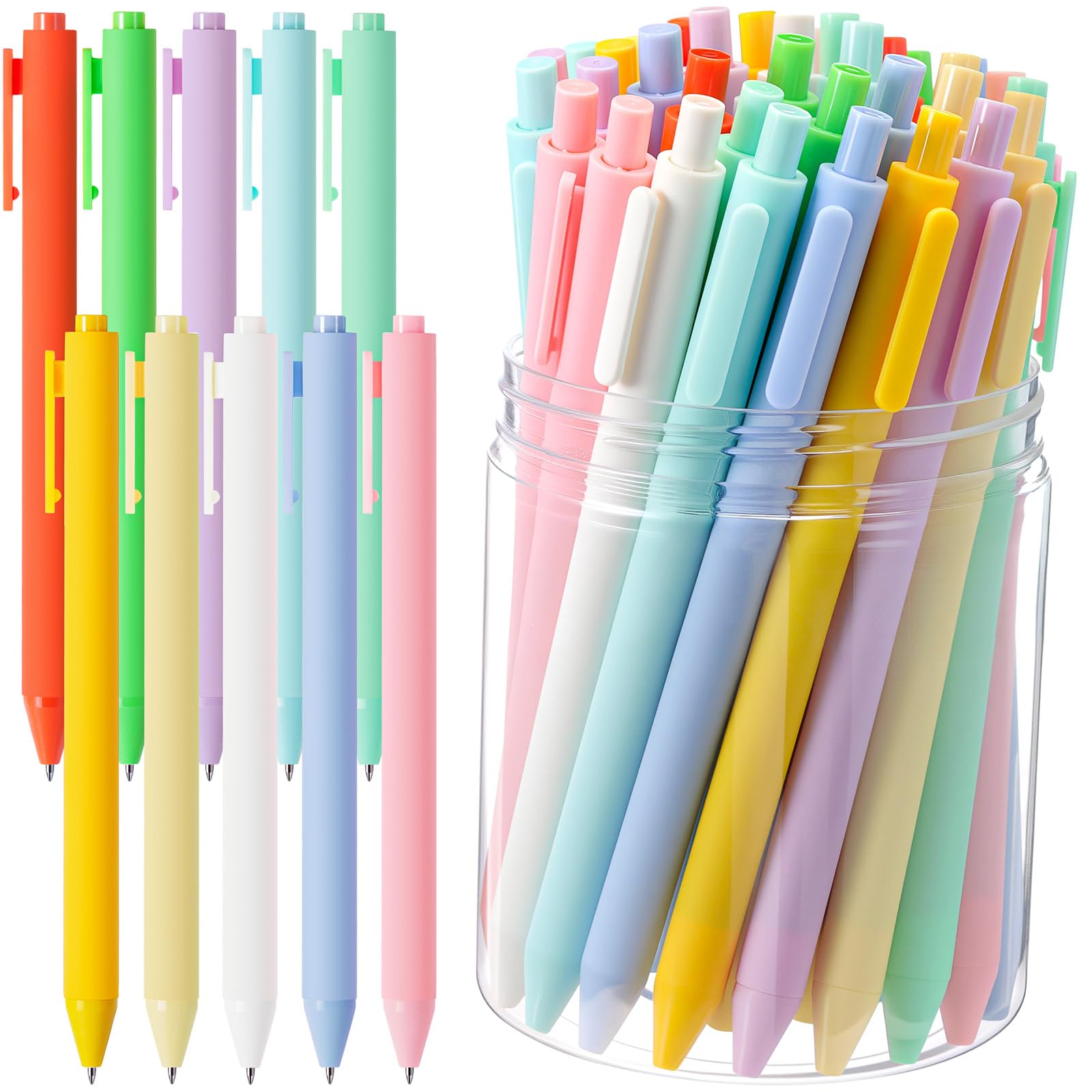 Crtiin 50 Pcs Gel Ink Pens Bulk, Black Ink 0.5mm Fine Point Retractable Pen Smooth Writing Office Supplies for Teacher Server Nurse Valentine