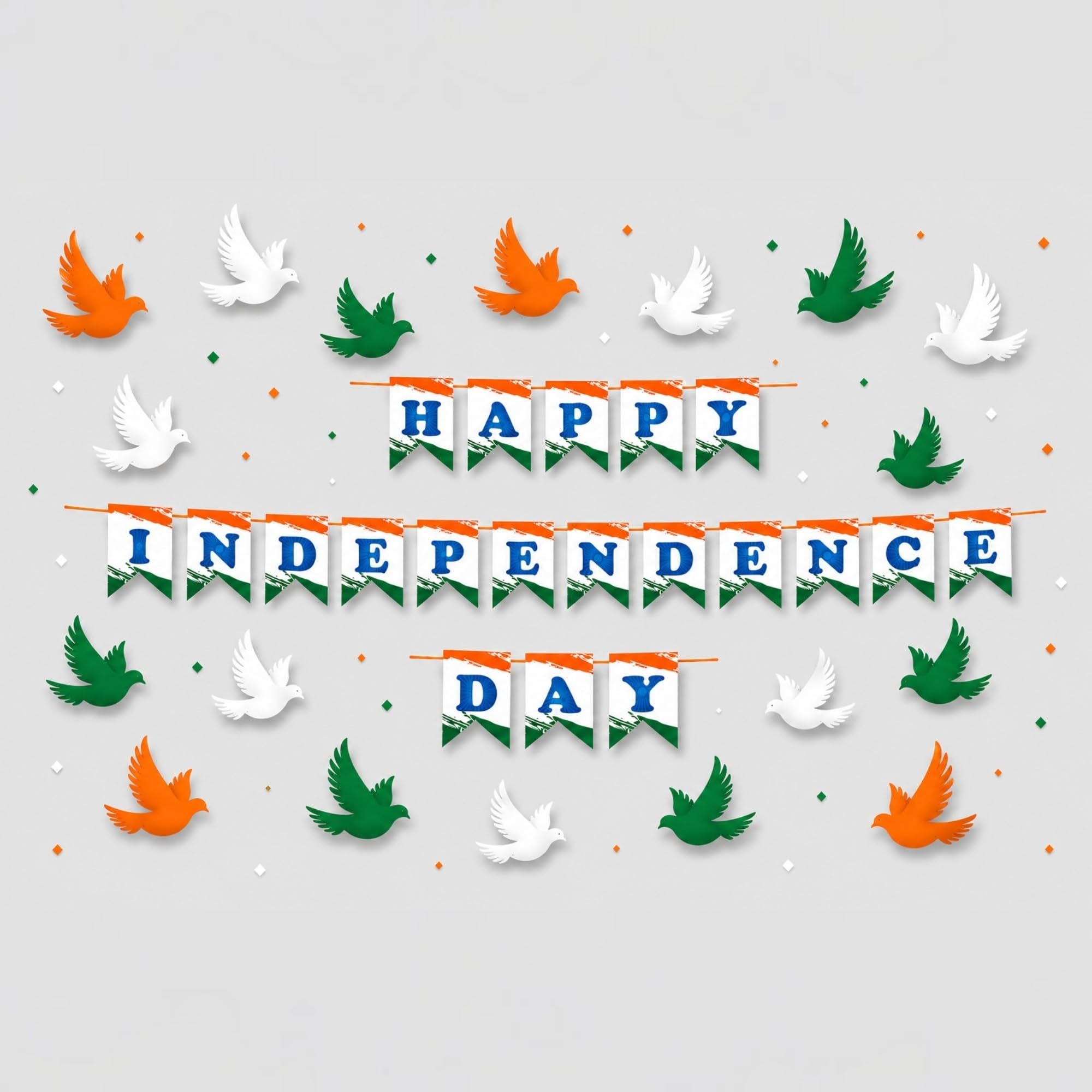Happy Independence Day Bunting 1 No. and Dove Bird 18 No. Tri Colour | Tri Colour-image-5