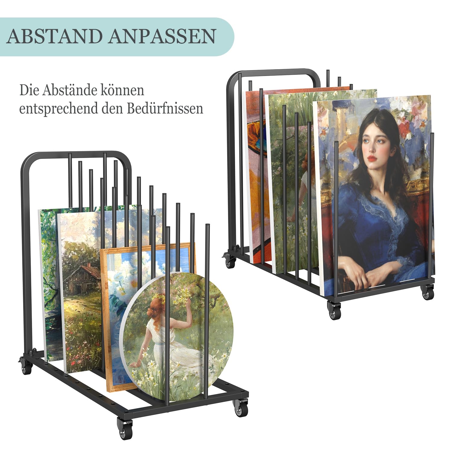 uyoyous Mobile Kunst-Trockengestell 80×83×45cm Trockengestell für Kunst Einstellbares Intervall Kunst Trocknen Rack mit Rollen Bremse für Kunst Leinwänden, Kunstwerken, Drucken