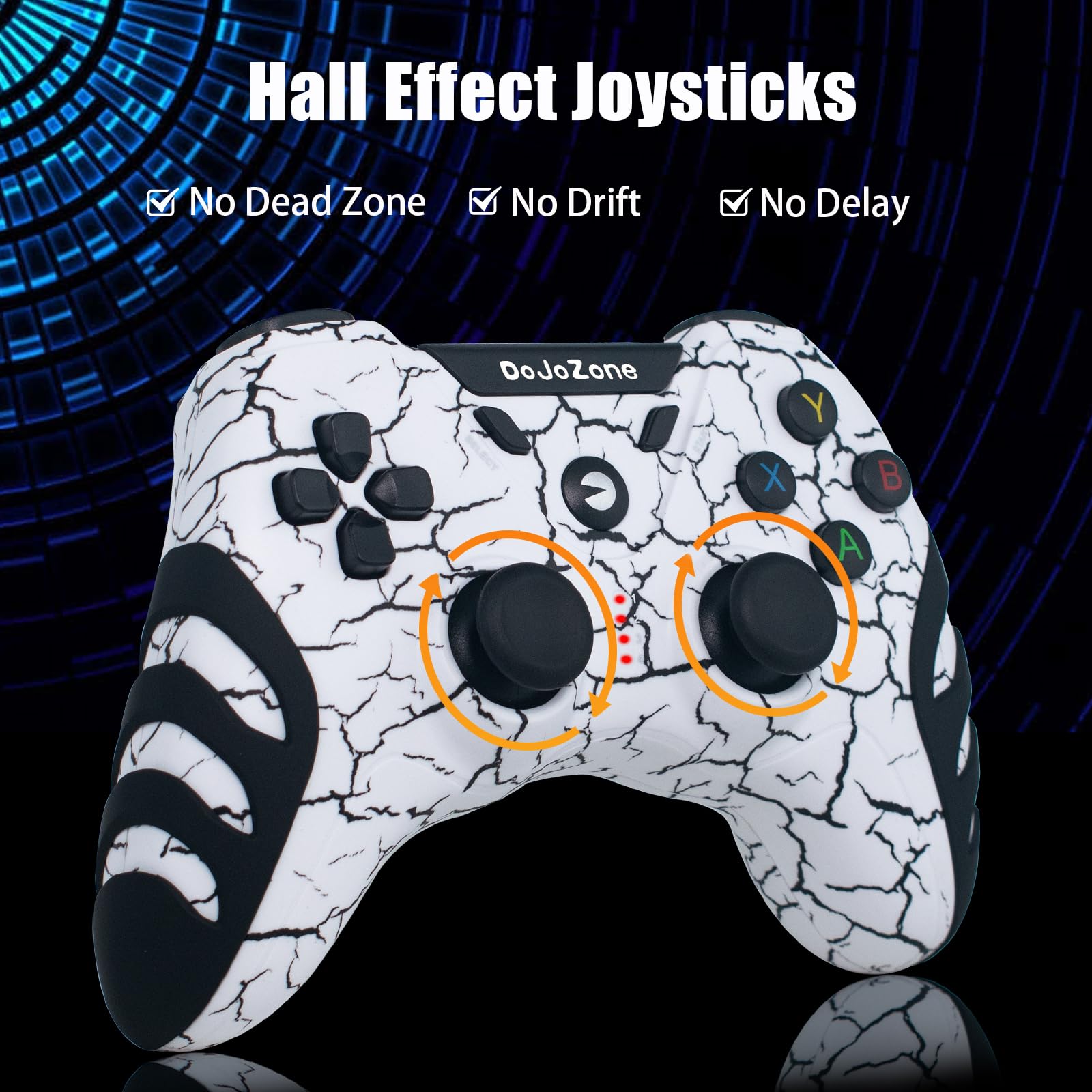 DoJoZone Controller PC Wireless, Joystick PC PS3 Controllers con Effetto Hall Joysticks/Vibrazione, 2,4G Wireless Gamepad per Windows 11/10/ 8/7, PS3, Steam, Laptop, Raspberry Pi, Android TV/TV Box