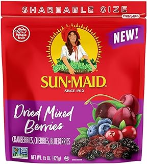 Sun-Maid Dried Mixed Berries - 15 oz Resealable Bag - Dried Cranberries, Cherries, Blueberries - Holiday Snacks and Charcuterie Boards
