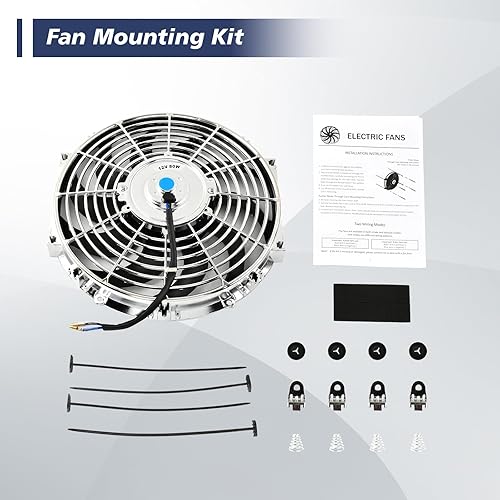 Vista 18 de Kit de montaje de ventilador de refrigeración de radiador eléctrico de 12 pulgadas, ventilador de radiador de alto rendimiento con kit de montaje