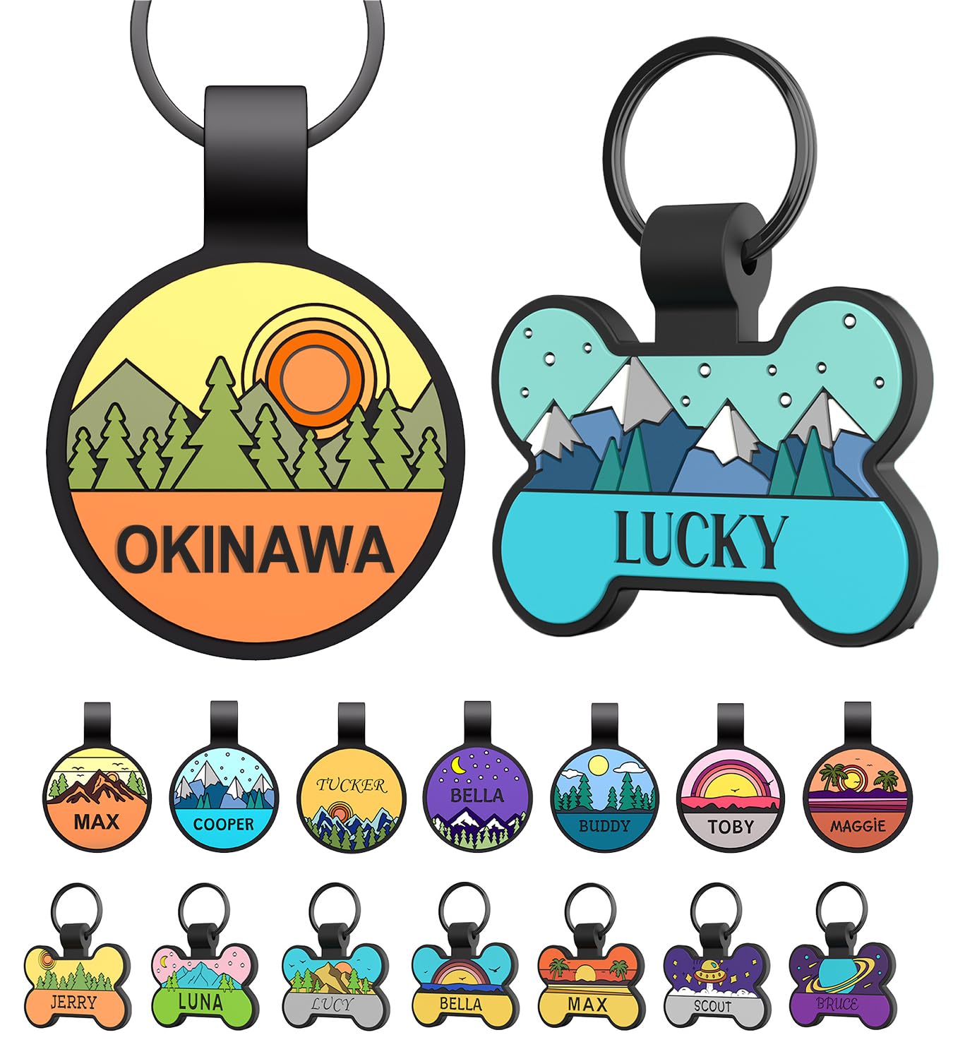 HQYDDMI Silent Silicone Dog Tag, Personalized Engraved Silicone Dog and Cat Name Pet ID Tags, Soundless No More Jingling Dog Tags (2 PCS)