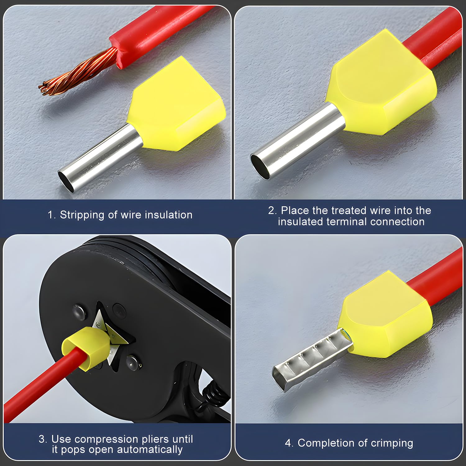 ELNLE Puntalini Doppi 2 x 6 mm² Capicorda Elettrici Isolati, 100 pz Terminali per Estremità Gemellate, Lunghezza 12 mm