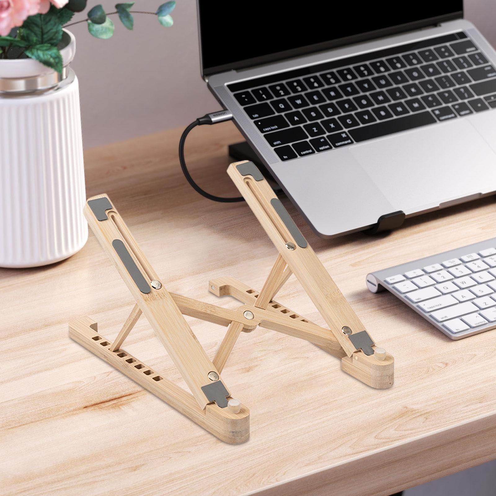 Supporto per Laptop Supporto per Laptop Supporto per Laptop Leggero Pieghevole Portatile Universale Supporto per Computer Regolabile in Altezza a 8, Beige