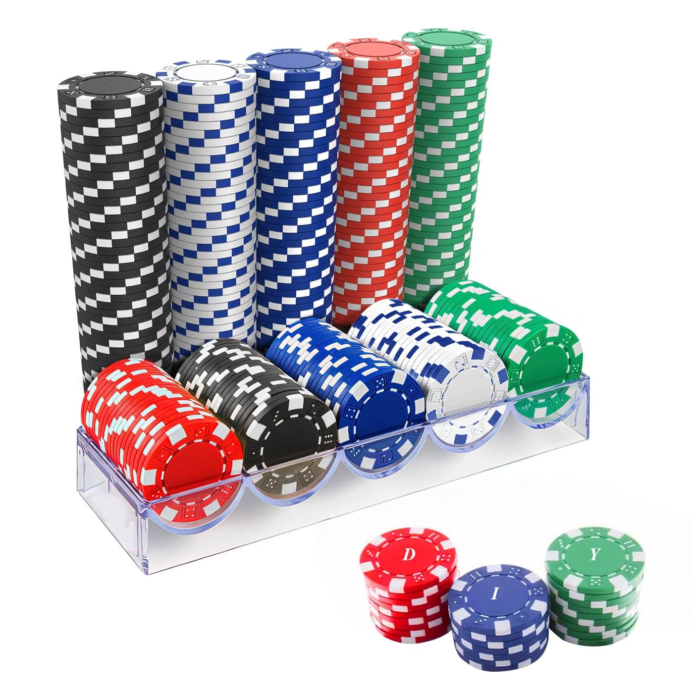 SHIFTER 100Pcs Professional Poker Chip Set with Storage Box | 5 Colors Casino Poker Chips | 11.5 Gram Clay Composite | Texas Holdem, Blackjack, Gambling | Clear Box Included (B0D9JMKQVB) Amazon Price History, Amazon Price Tracker