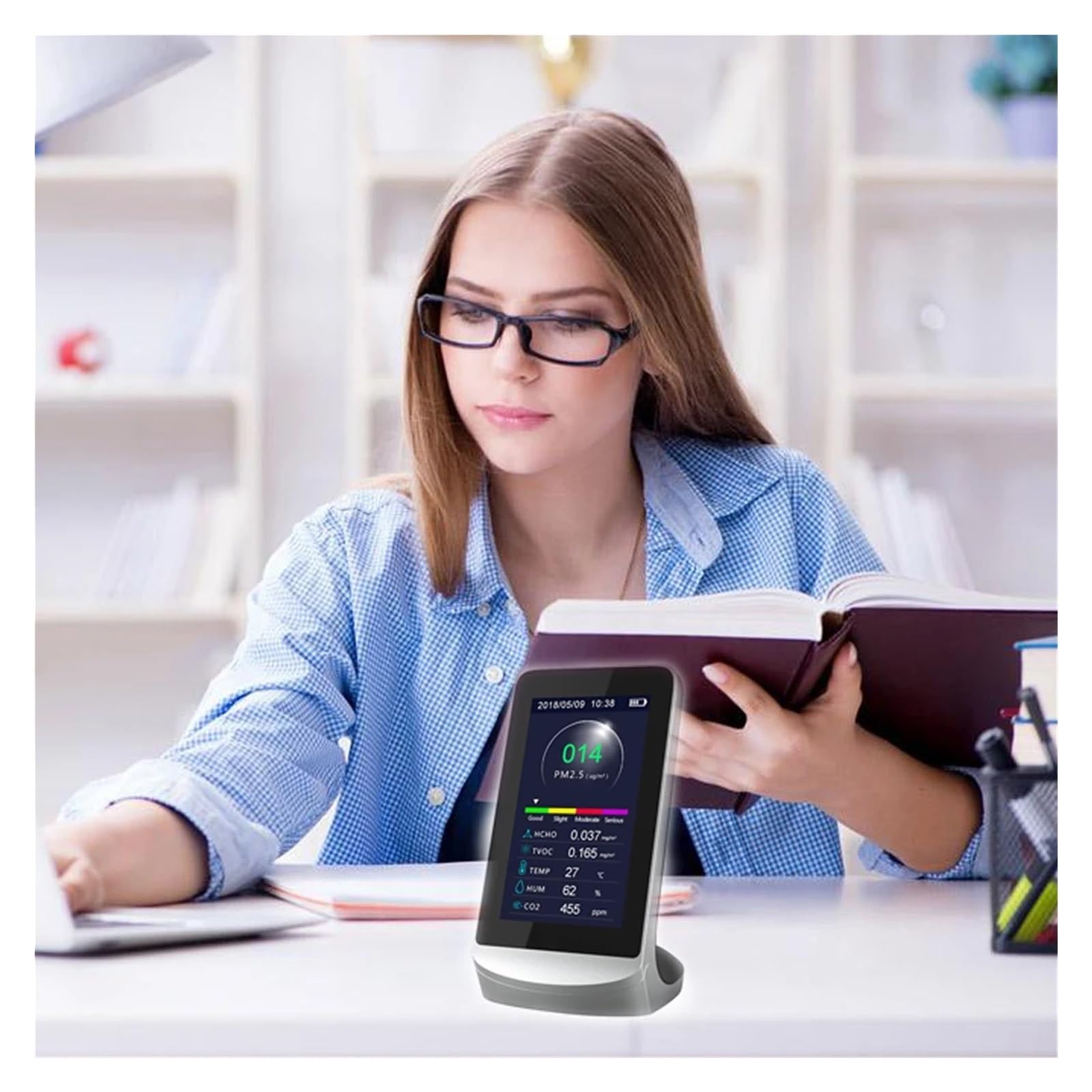 Détecteur de gaz, – Nouveau Moniteur de qualité gaz TVOC DM72B for l'air, testeur capteur dioxyde Carbone Multifonctionnel Haute sensibilité for l'intérieur, Meilleures Ventes, pour la Maison