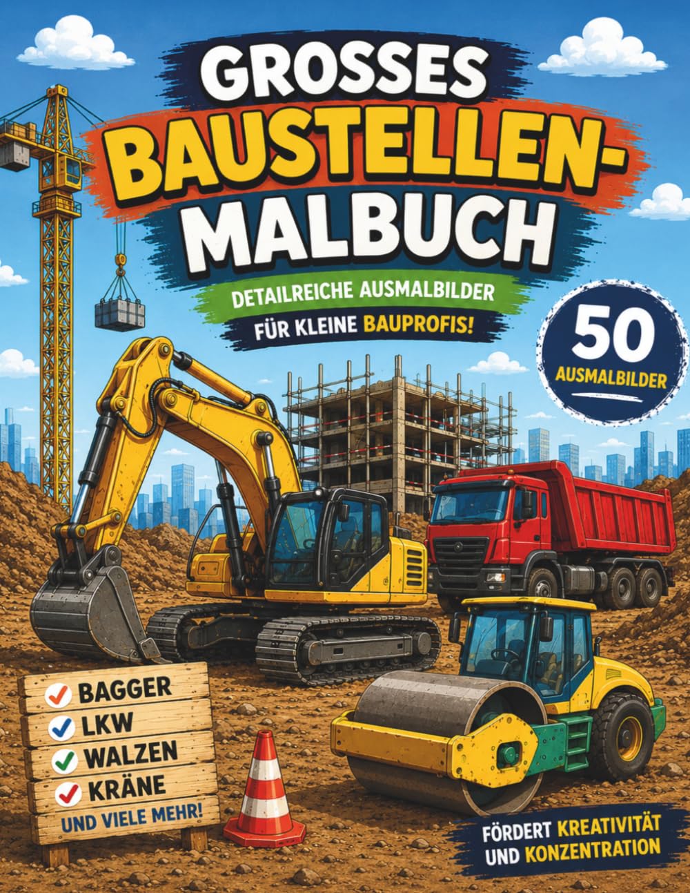 Großes Baustellen-Malbuch