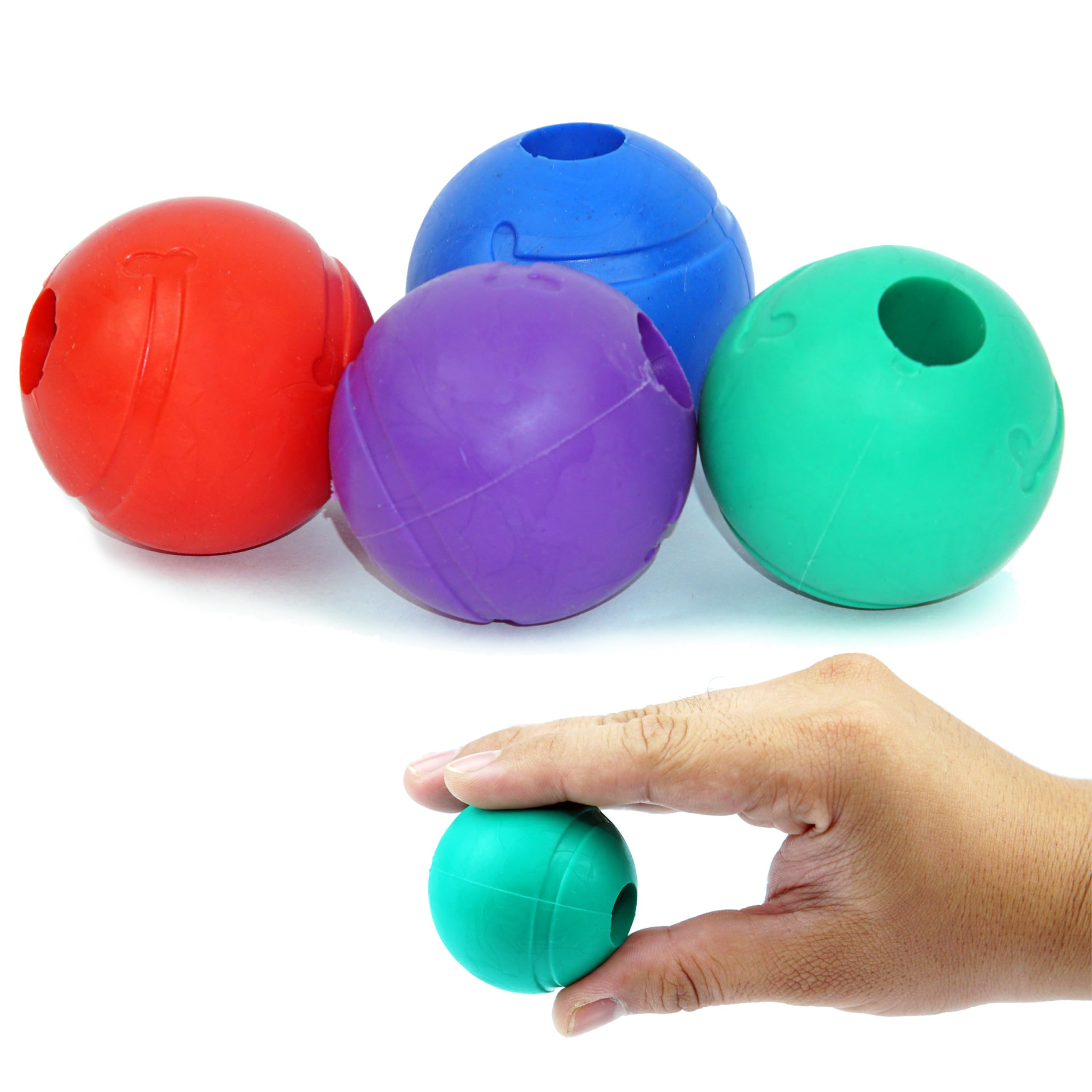 Petite Paws Balls for Aggressive Chewers - Small Dogs and Puppies - 2 Inch - 4 Pack - Indestructible Rubber Dog Chew Toys Bulk for Miniature Toy Breeds