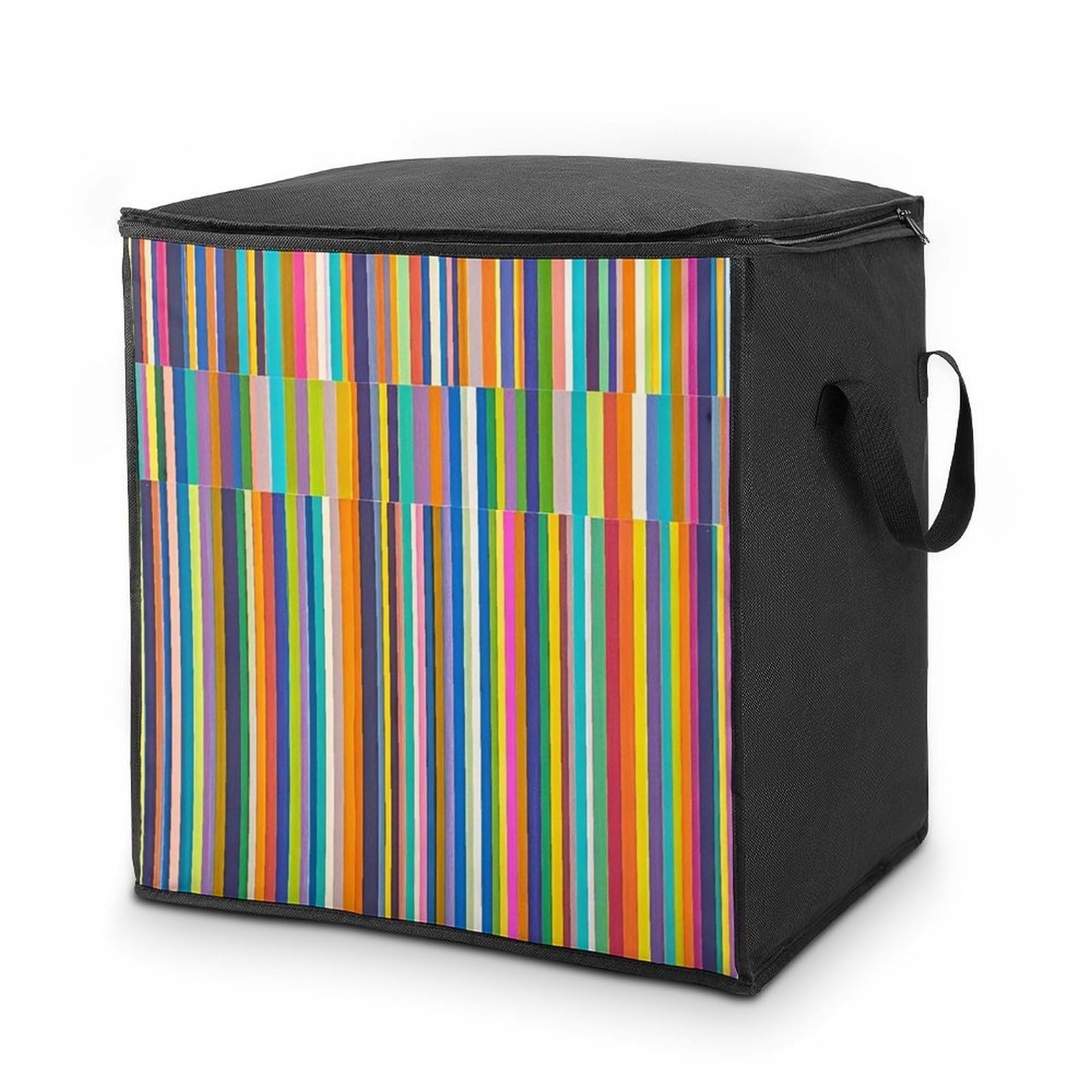 70L Stripes Storage Bag With Zipper Closet Organizers with Handle for Home Storage Organizer for Blankets Quilts Clothes Comforter Bedding And Pillows
