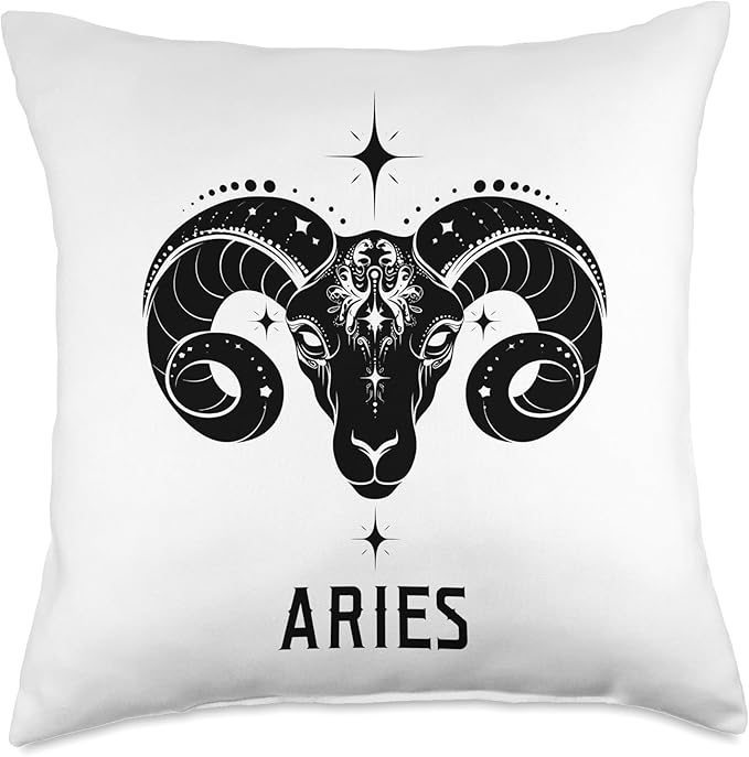 Aries Sign Zodiac Astrological Symbol Goat Astrology Throw Pillow