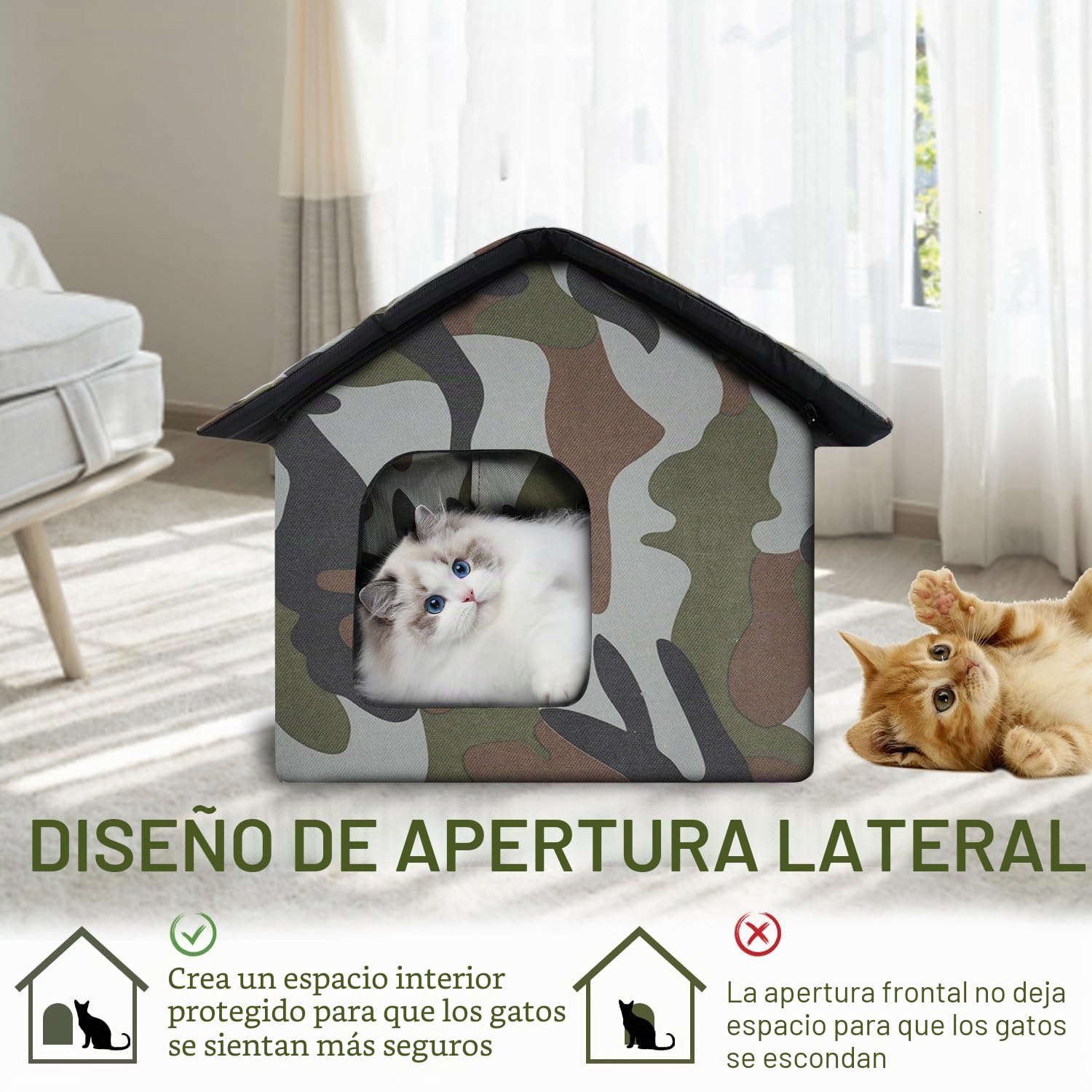 Casa para Gatos, Cama Gato Cueva Resistente Al Calor y Al Frío, Fácil de Limpiar, Casa para Gatos Exterior para Gatos y Perros Callejeros 35 X 36 X 39cm