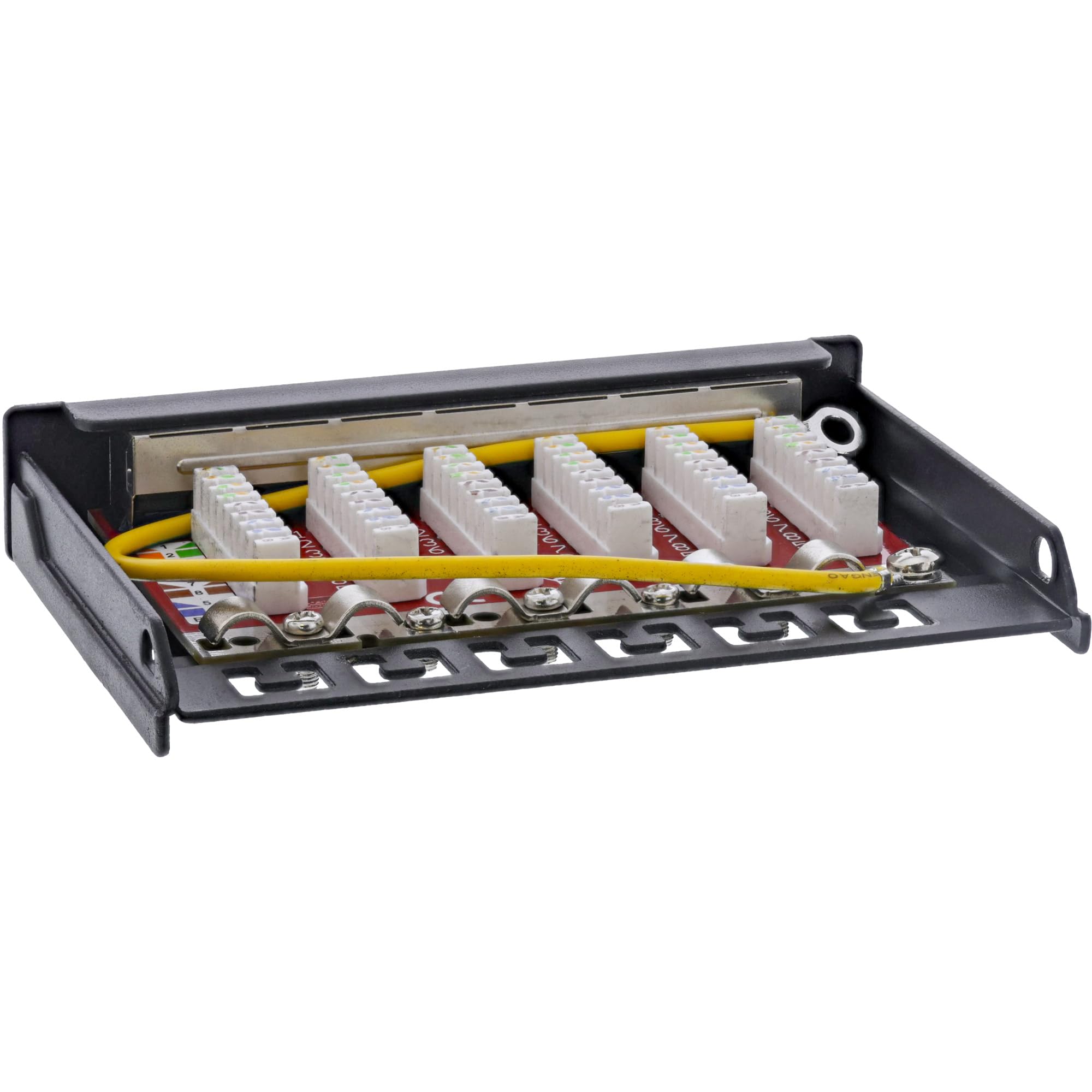 Inline® Patchfeld Cat.6A 0,5HE 6-Fach, für Tisch/Wand/Hutschiene, mit Staubschutz, schwarz