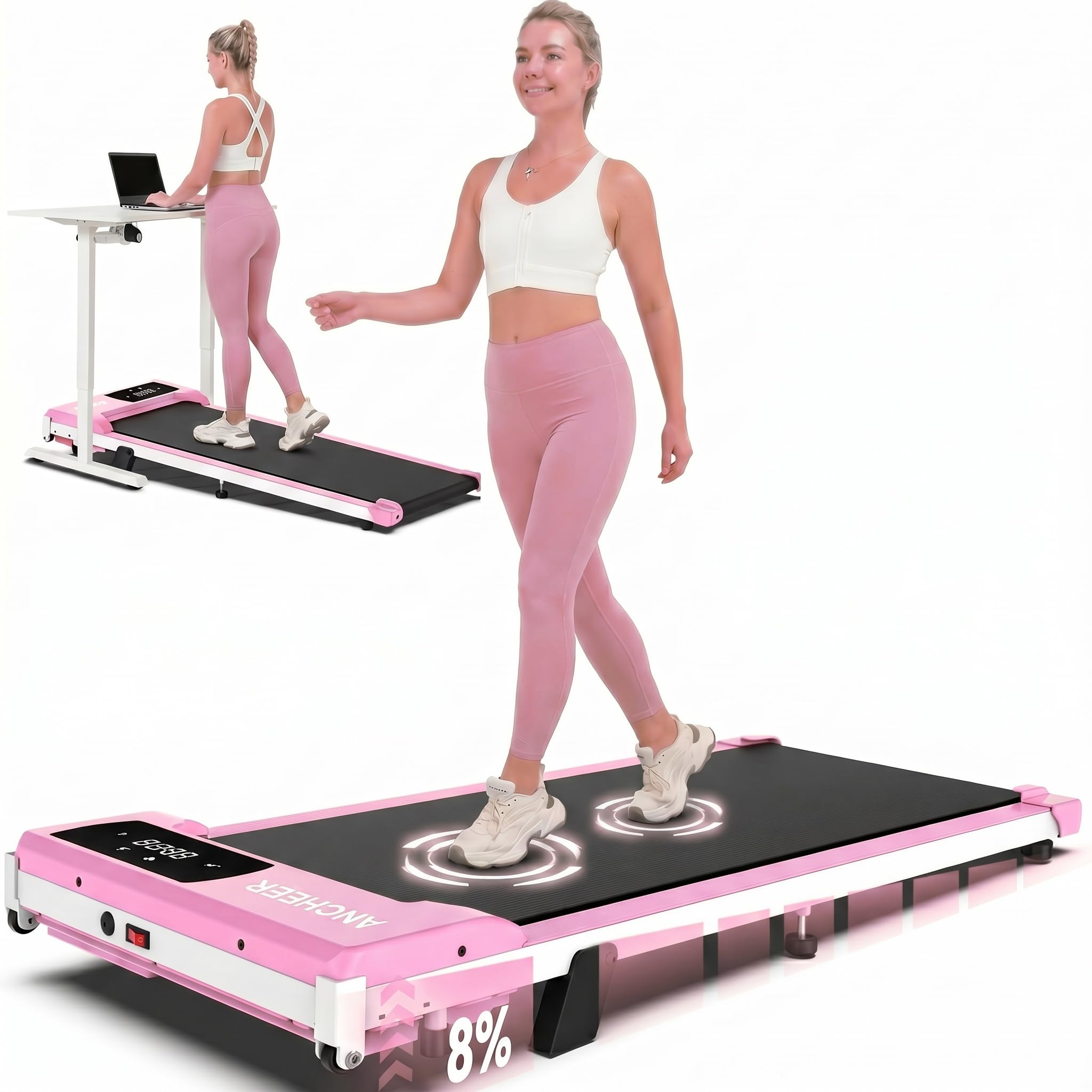 ANCHEER Walking Pads, 2 in 1 Under Desk Treadmill 2.5HP Compact Running Machine with Remote Control, 300lbs Weight Capacity for Home/Gym/Office,Ultra-Quiet, Installation-Free