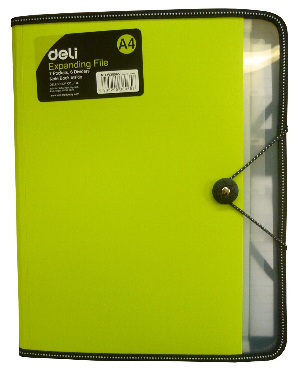 Deli A4 7 Pocket Zipper File Bag with Elastic Closure, Assorted