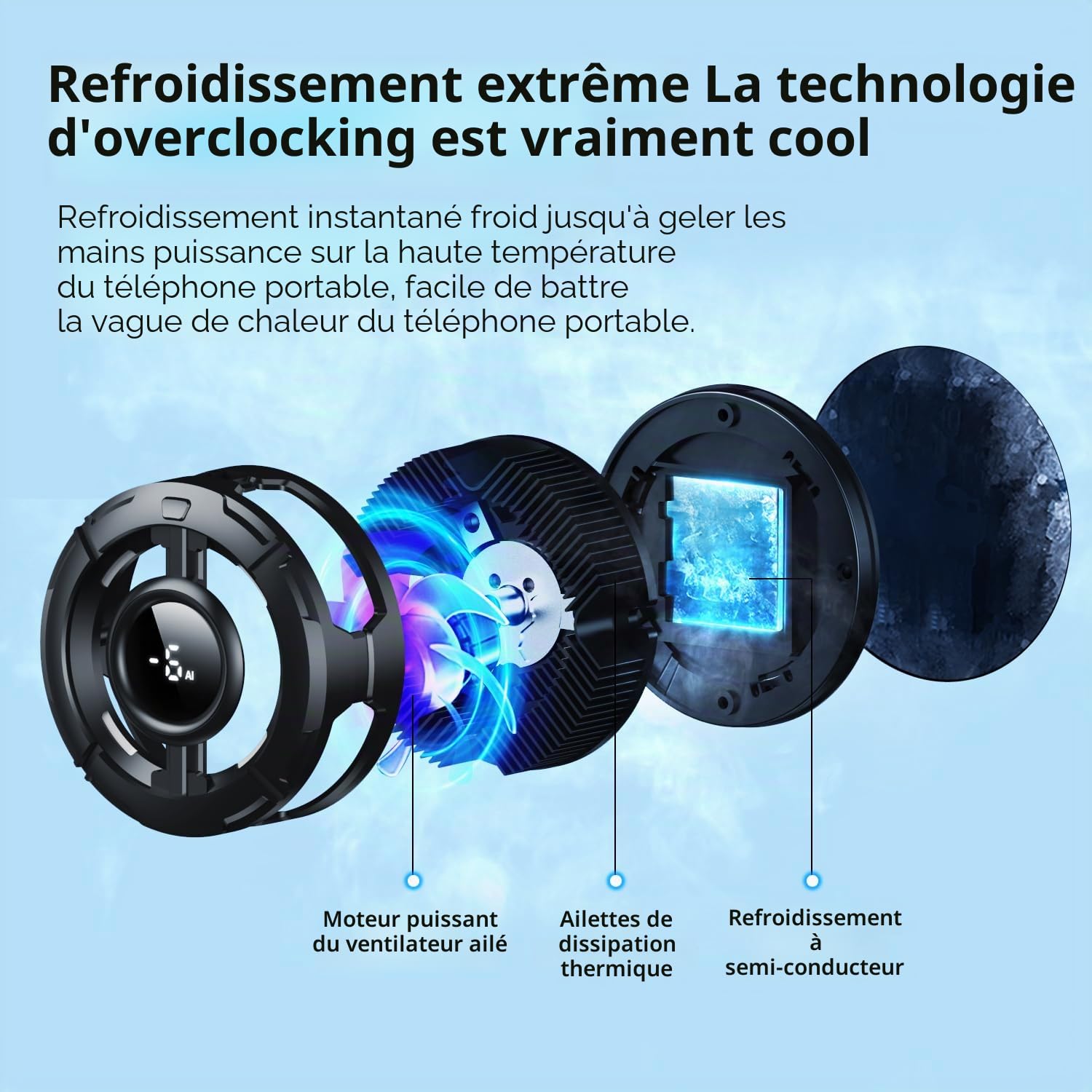 Refroidisseur Telephone Magnétique, Ventilateur Telephone Portable avec éclairage RGB, à Faible Bruit avec Contrôle Température Intelligent Phone Cooler, Anneau & Clip Gilt für iPhone 16 17Pro Max