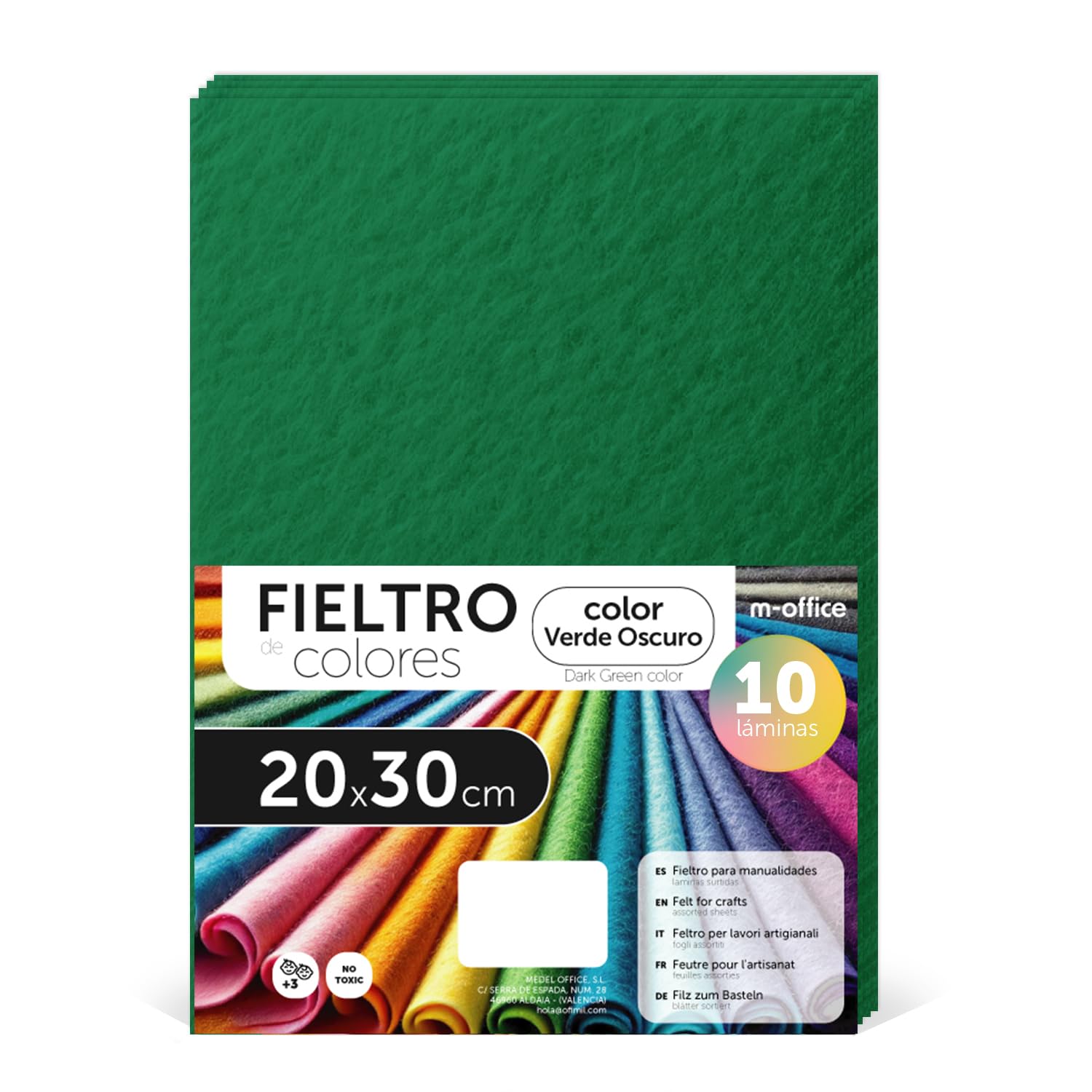 Fieltro para Manualidades, Fieltro de Colores, Suave y Flexible, Material para Costura, Telas Patchwork, Ideal para proyectos DIY, artesanía o decoración, 20x30cm - m-office (rojo, 10 uds) — view 143