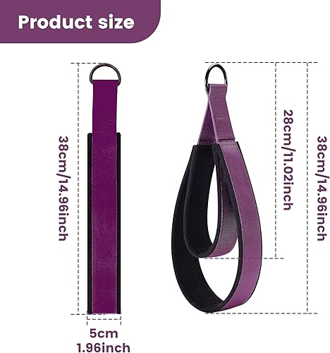 Miniatura 2 de 2 correas cómodas de doble bucle para Pilates de grosor mejorado, correa de anillo en D para gimnasio en casa y accesorios de entrenamiento de yoga