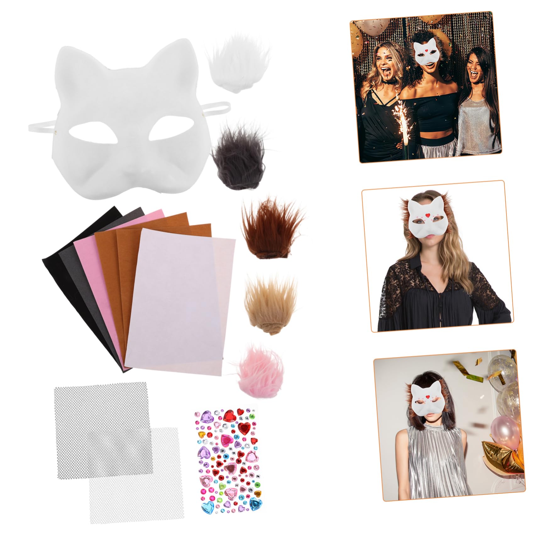 1juego white Para Pintar Con Tela De Fieltro y Malla Para Ojos Para Cosplay y Fiestas De Halloween Actividad Creativa Para Mascotas