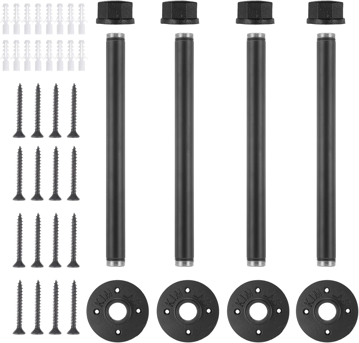 4-Pack Industrial Pipe Clothes Rack, 12 Inch Heavy Duty Wall Mounted Clothing Rod - Rustic Black Metal Garment Bar for Bedroom, Laundry, Closet & Retail Display