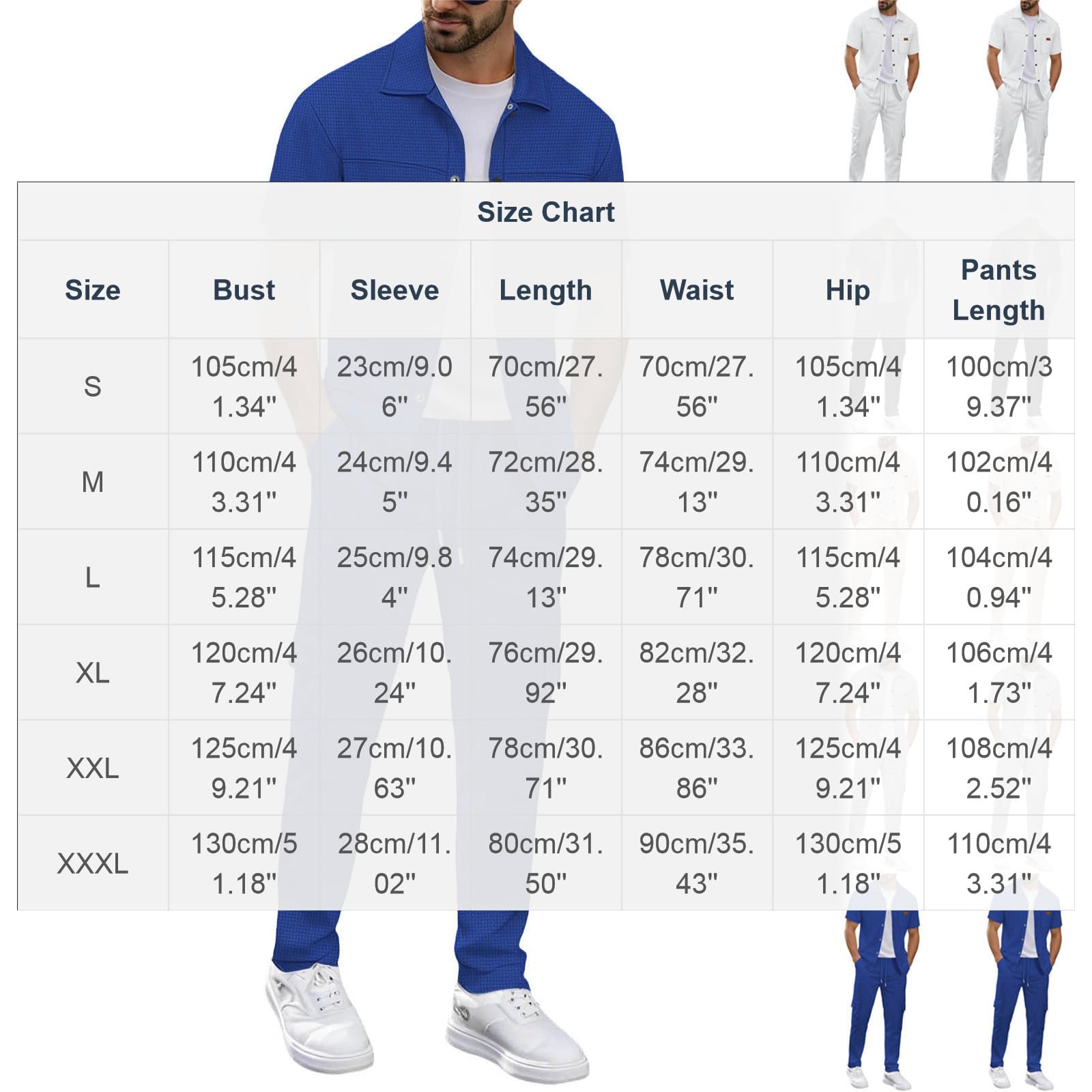 Herren Sommer Outfit Set Hemd Und Hose 2 Teiliges Cargohose Leichte Sommeranzug Freizeitanzug