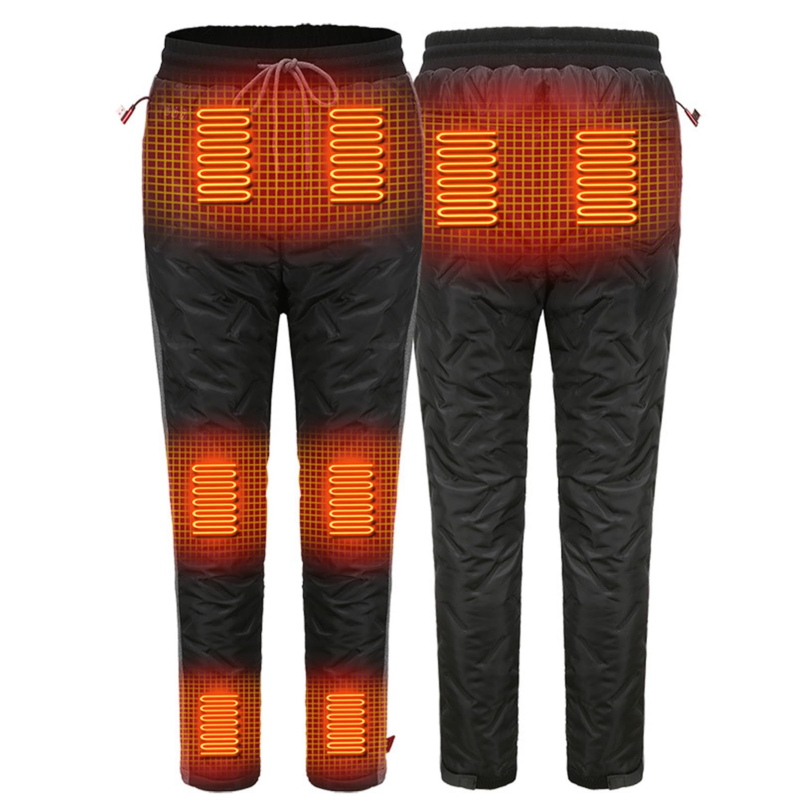 Heated Pants for Women, USB Electric Heating Pants for Outdoor Winter Sports, Winter Warm Trousers, No Battery,L,Black