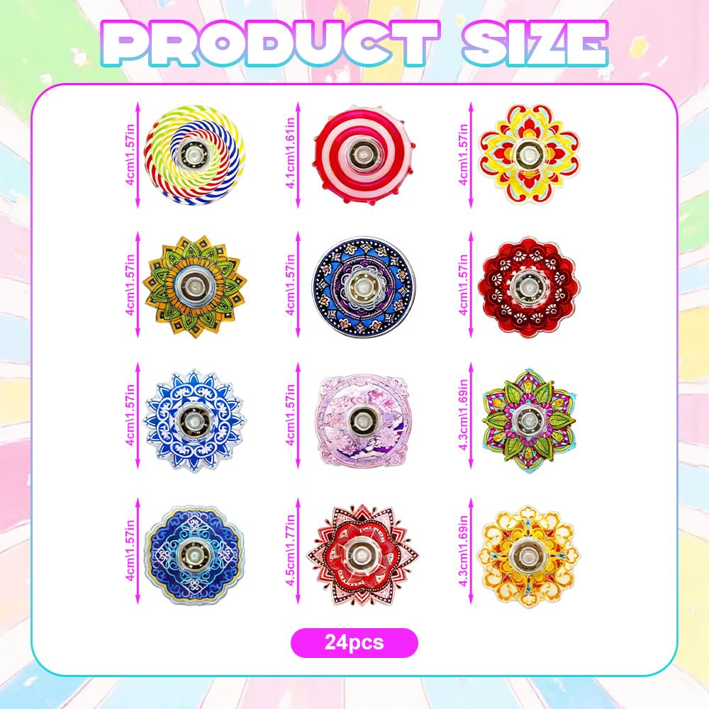 24 Pack Mini Fidget Spinners for Kids Adult Party Bag Fillers Retro Pass the Parcel Prizes Stress Relief Sensory Fidget Toys Pack Hand Spinners for Desk School Christmas Fidget Toys(1.57 Inch) - Image 3