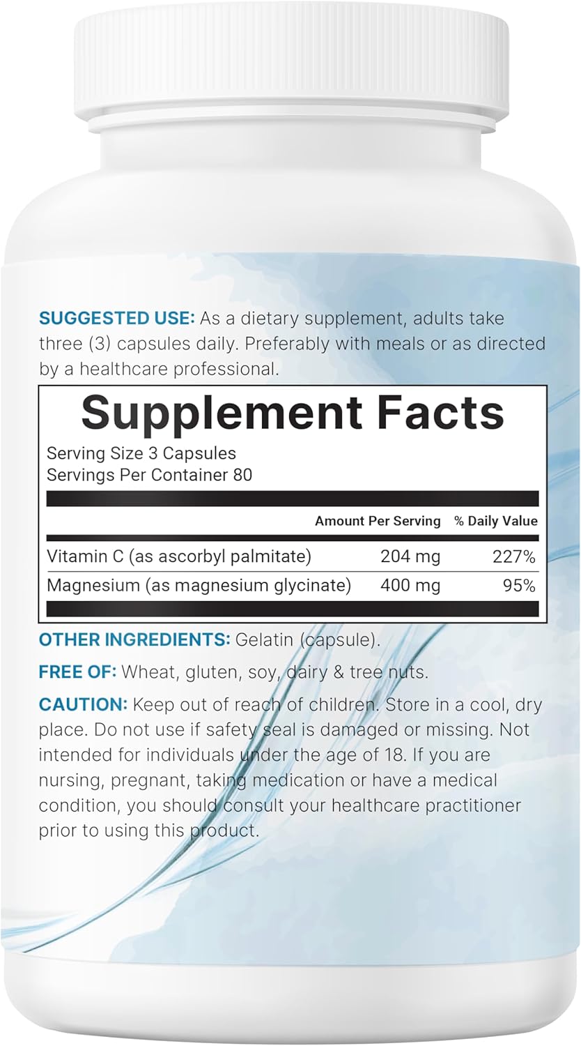 Micro Ingredients Pure Magnesium Glycinate 400mg Per Serving, 240 Capsules | Chelated Mineral Supplements with Elemental Form | Non-GMO, Filler Free - Image 8
