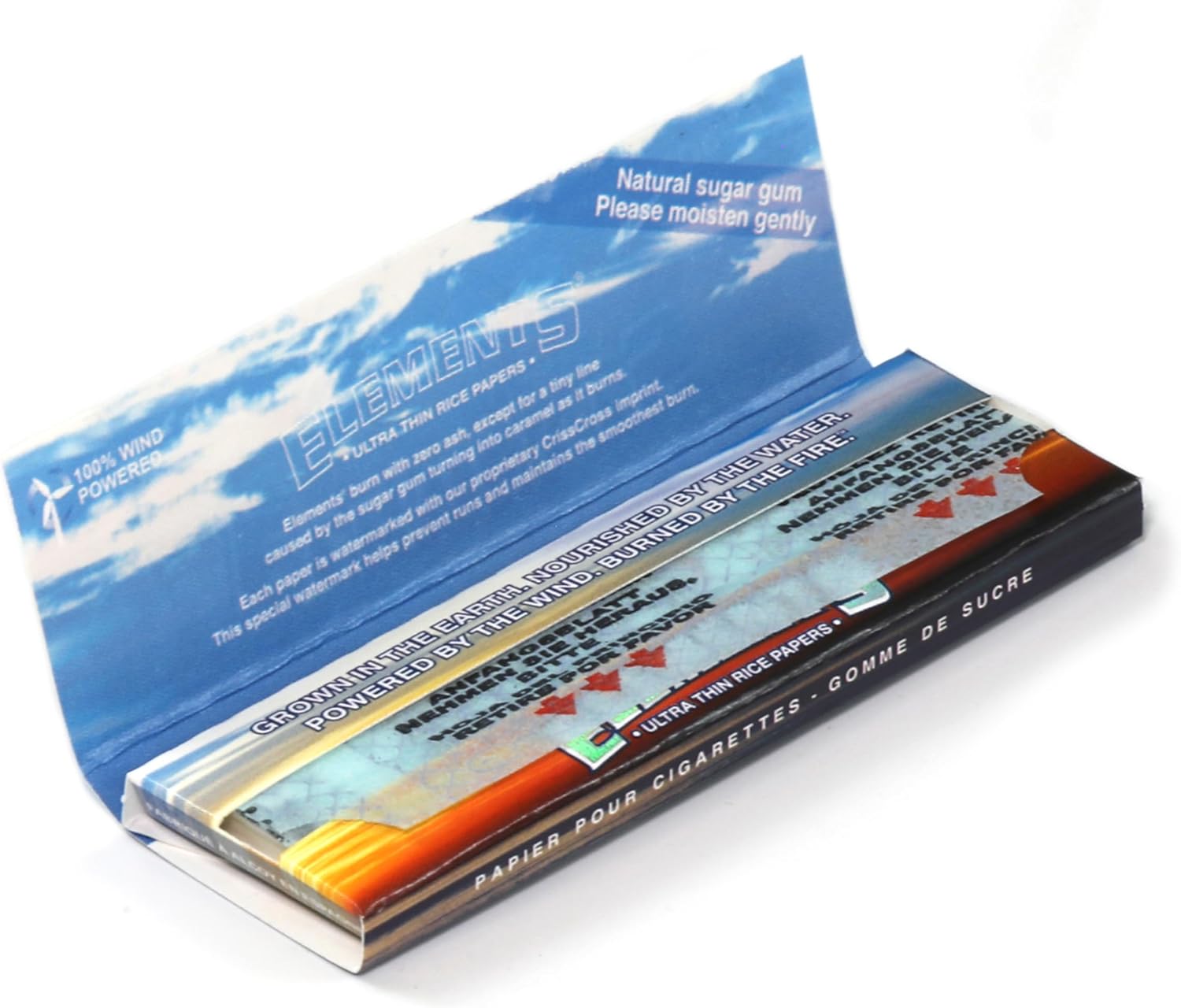 Elements Single Wide Cut Corners ultra thin rolling paper - 1 box/50 booklets