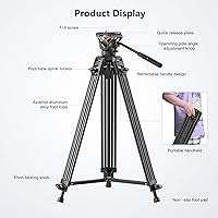 Vista 7 de Video Tripod, COMAN 74" Professional Metal Heavy Duty Camera Tripods with Adjustable Damping Fluid Head, Dual-Mode QR Plate Compatible with DJI RS4