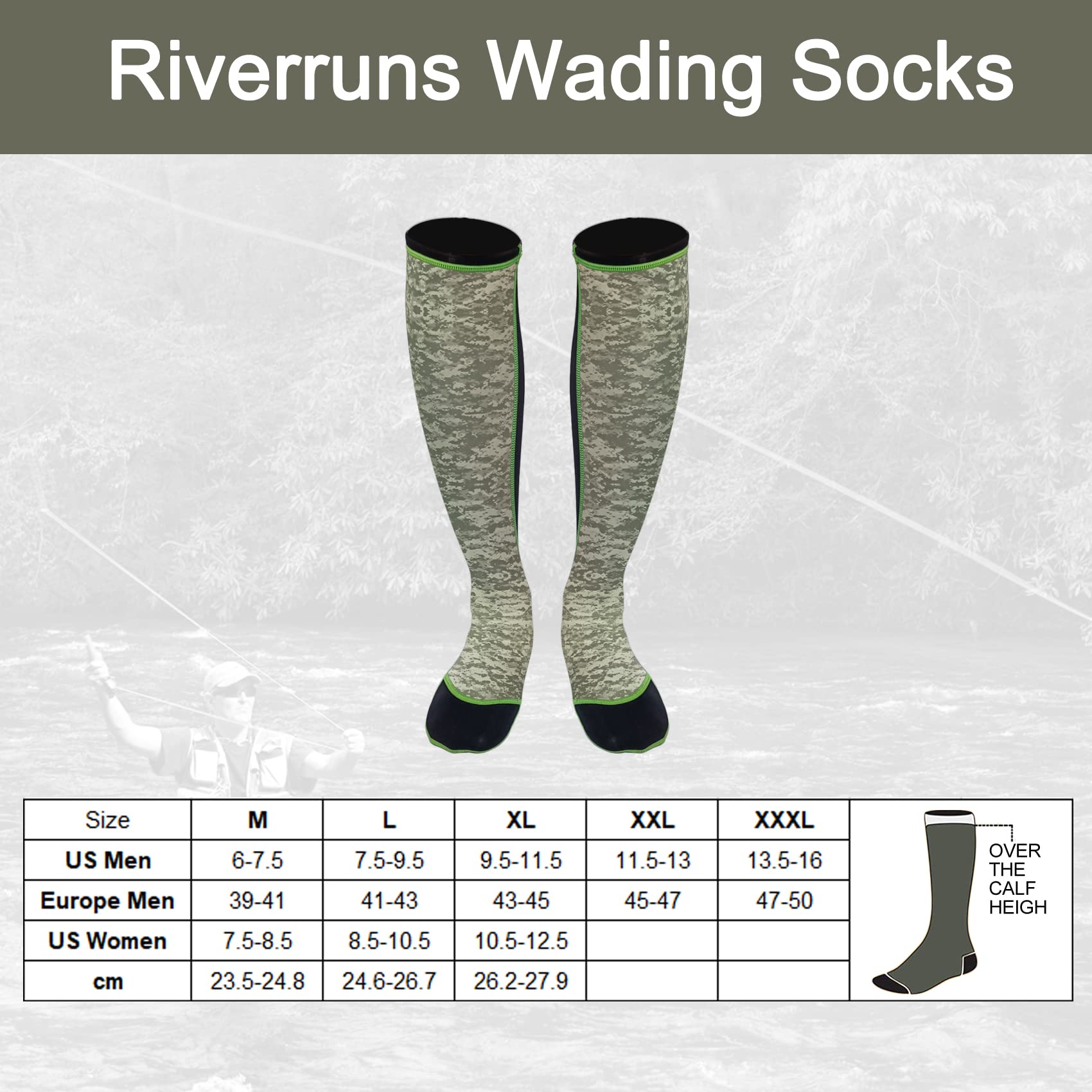 Riverruns Watsocken, Neopren, zum Angeln, für Damen und Herren, Angeln, Surfen, Wakeboarden