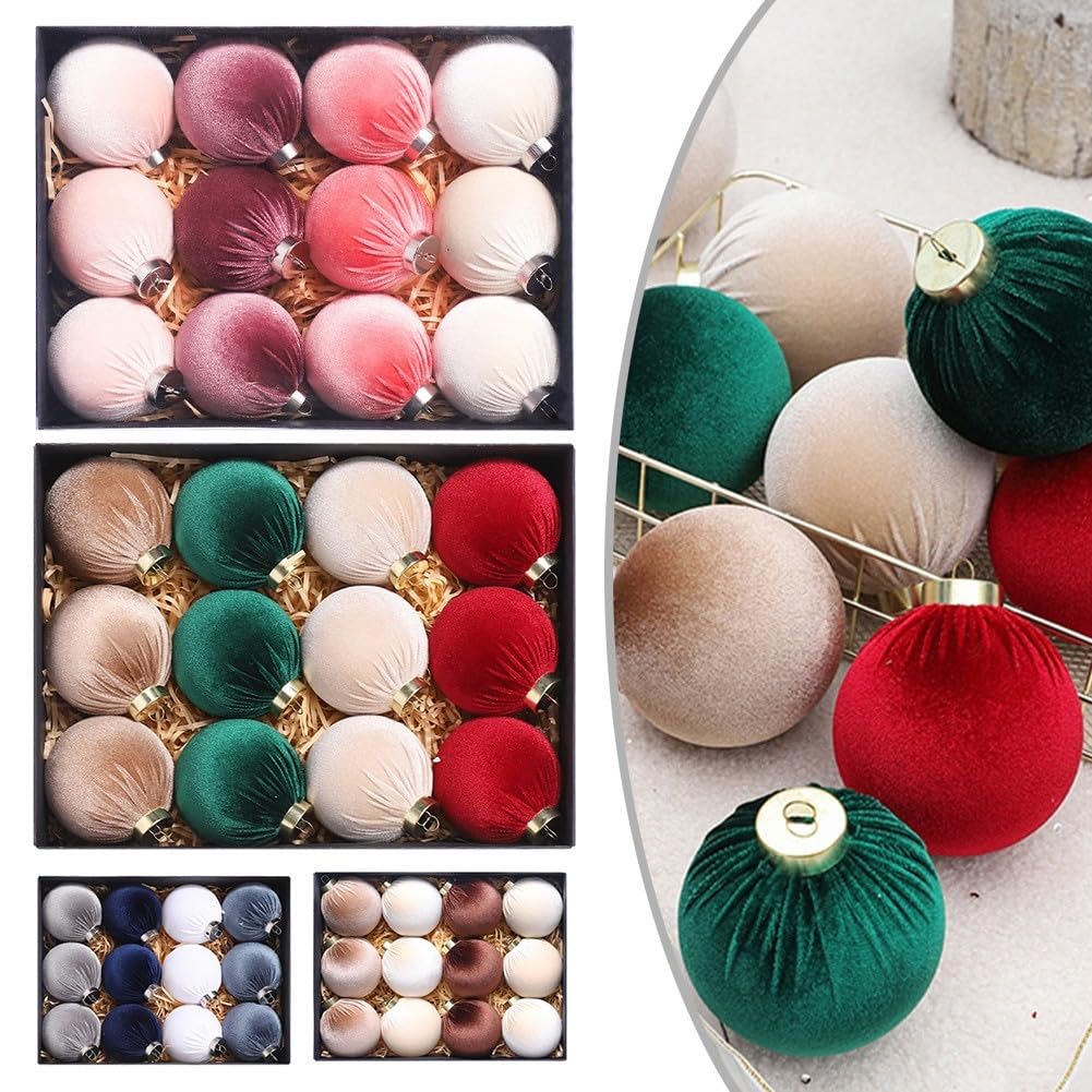 Palle Natalizie Tessuto 8cm 12pz Addobbi Palle Natalizie Tessuto(B)