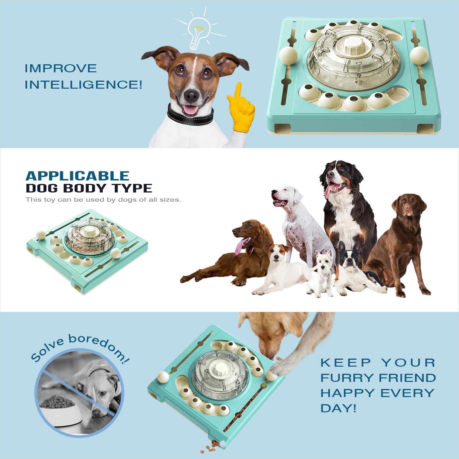 KADTC Dog Rotating Puzzle Games Toy Level 2 in 1 Centralized Food Dispensing Design Enrichment Mental Stimulation Toys DEGX