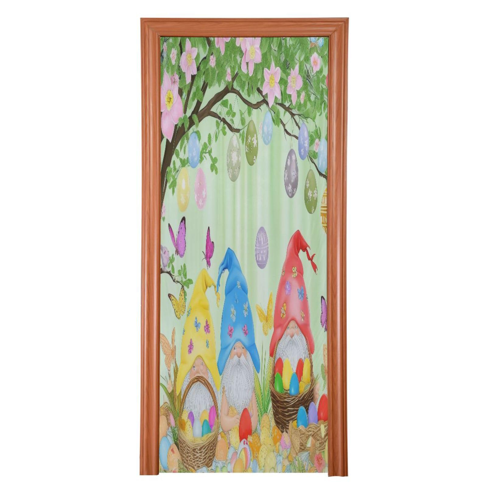 FLildon Easter Cute Gnome Bunny Door Cover Decoration, Party Accessory Porch Decor for Festive Ornament Room Door Covers 36 x 98 Inch