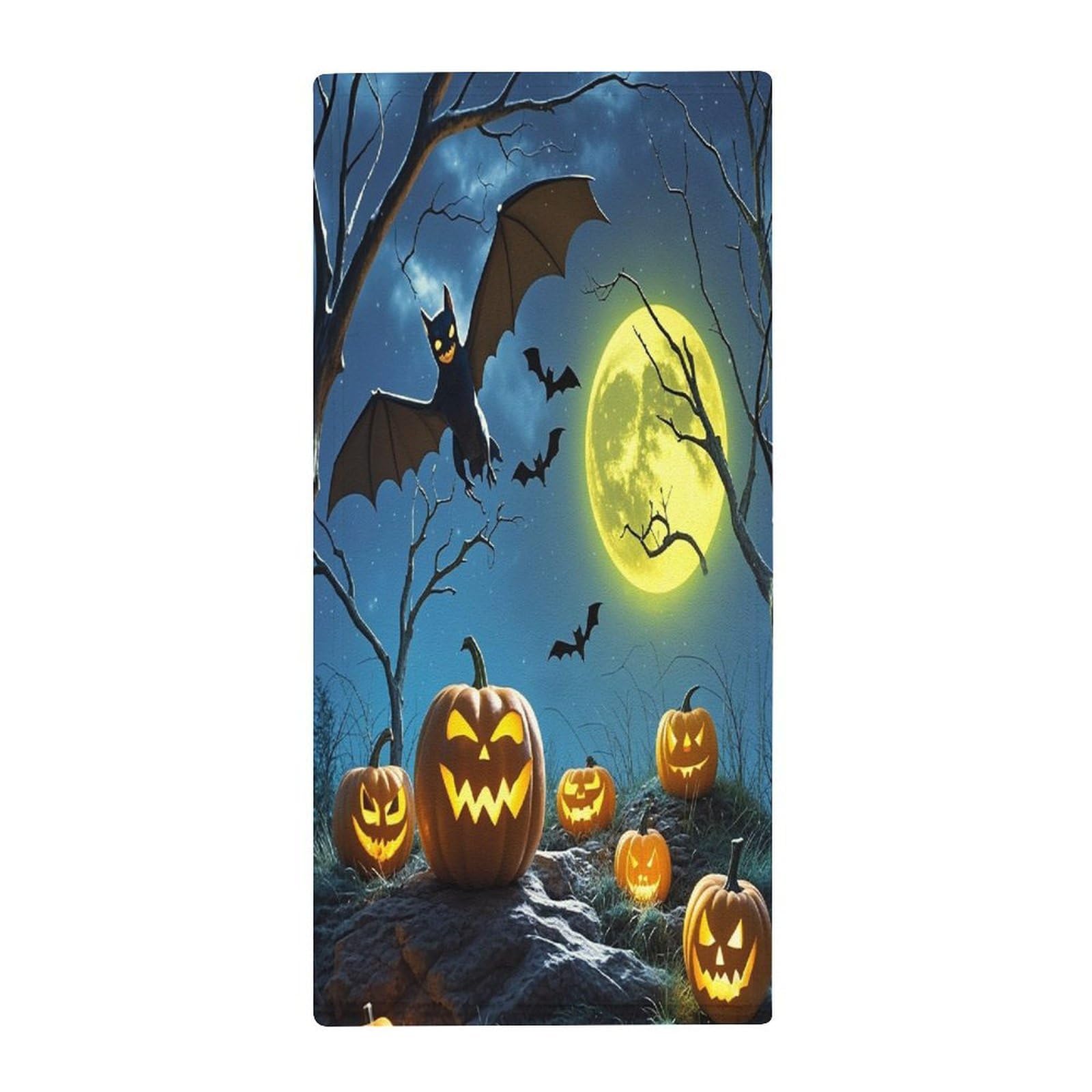 FekiLoot Bats and Pumpkins Hand Towels Coral Velvet Highly Absorbent Towel,Classic Luxury Printed Hand Towels Soft Hands Face Towel for Bathroom Kitchen Salon Workout 13.8 X 28.7 in