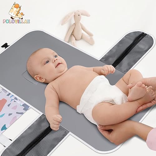 Miniatura 2 de Polovillae Cambiador portátil  Cambiador de pañales plegable impermeable con patrón de leopardo, cambiador de pañales, bolsa de viaje, cambiador de